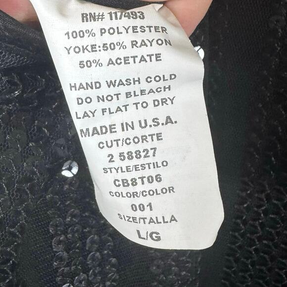 VTG Rampage Halter Sequin Little Black Dress Women’s Large Peekaboo Back Y2K - Picture 9 of 13